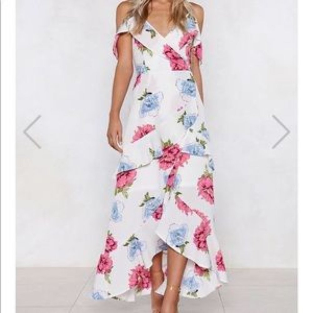 Nasty Gal floral maxi dress - high/low. Worn once